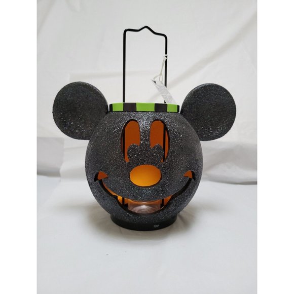 Disney Other - DISNEY Store Mickey Mouse HALLOWEEN Pumpkin Votive Candle Holder Glittery Black